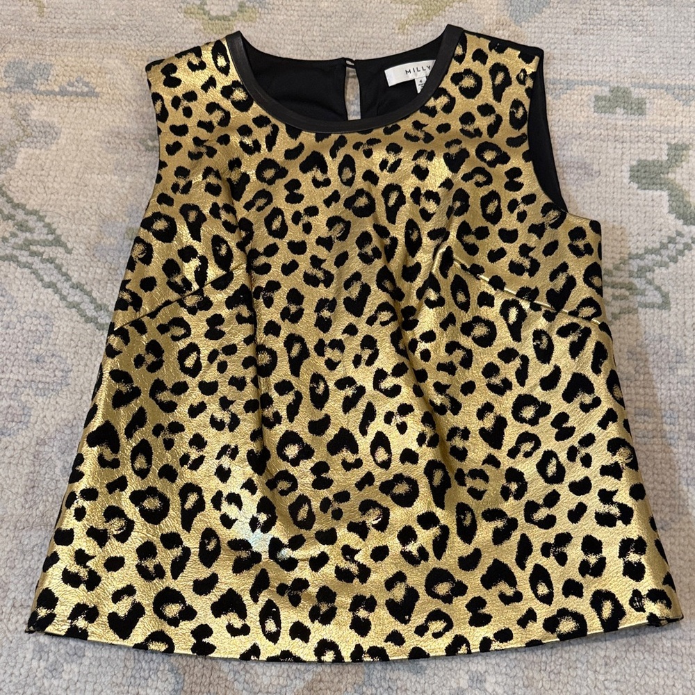 Milly Gold Leopard Print Sleeveless Top